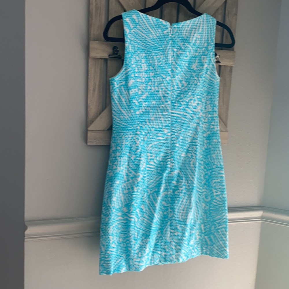 Lilly Pulitzer sleeveless dress 4 Teal blue and white - Picture 3 of 8